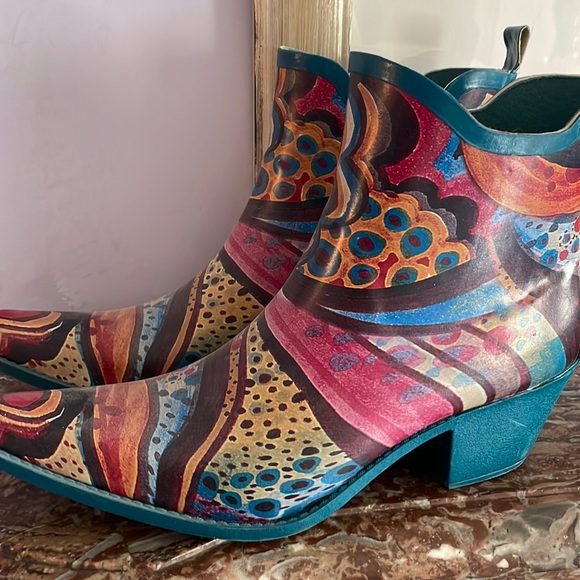 Corkys Shoes Turquoise Cowboy Rain Boots With Pattern Poshmark